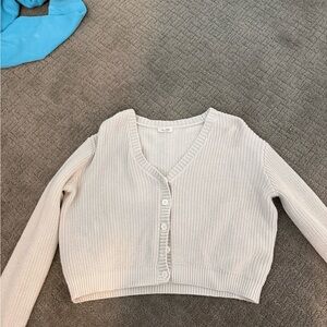 PacSun John Galt Cozy Knit V-Neck Button-Front Women’s Sweater — Cream
